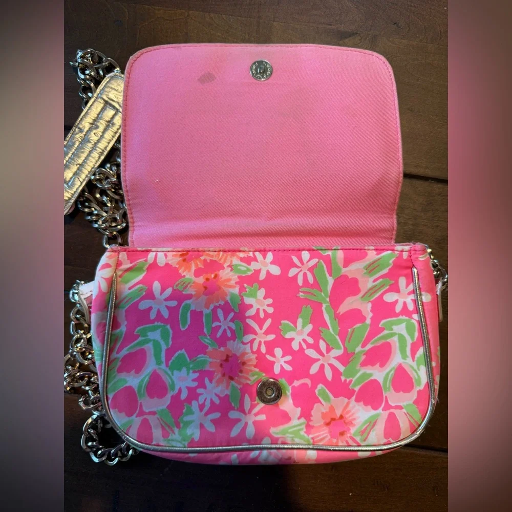Lilly Pulitzer Pink and Green Floral Crossbody Bag